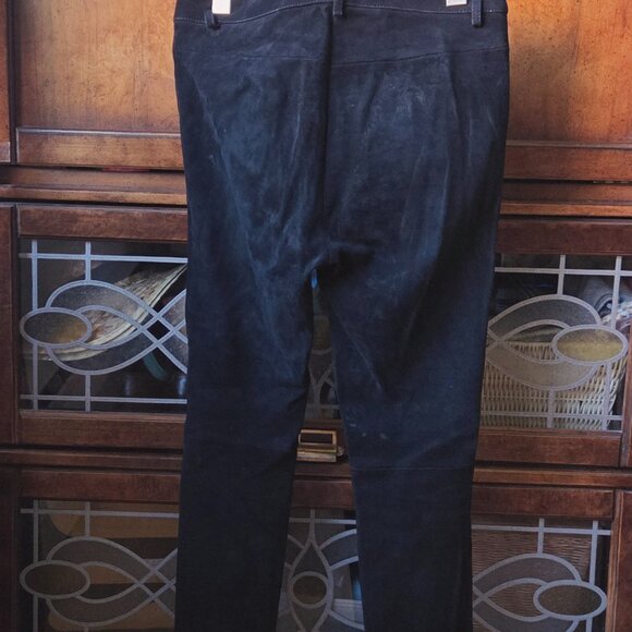 Stunning 100% Goat Leather Suede Black Sandro Skinny Pants - Picture 5 of 8